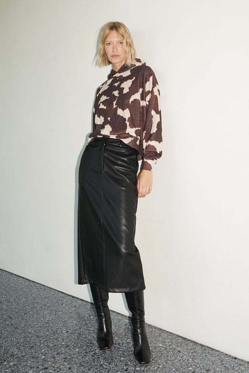 Dara Faux Oil Leather Skirt