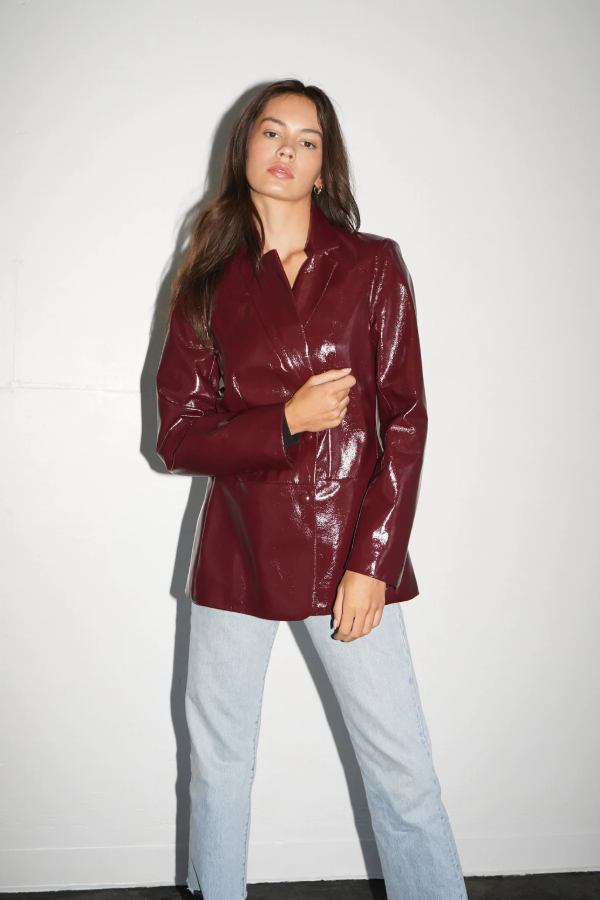 Crinkle Faux Patent Jacket